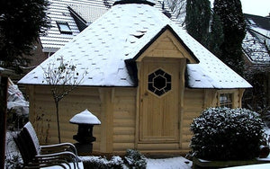 barbecue cabin in winter time